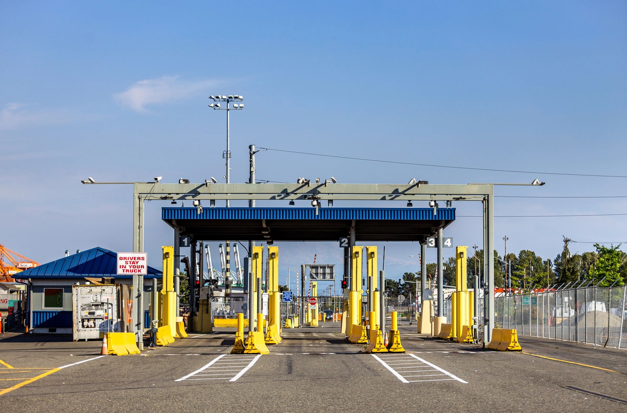 Container terminal with cargo trucks for international shipping